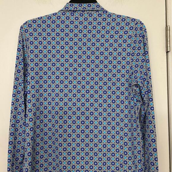 Land’s End Blue Geometric Print 1/4 Zip  Swim Shirt Rashguard UPF 50 Small - Picture 7 of 11